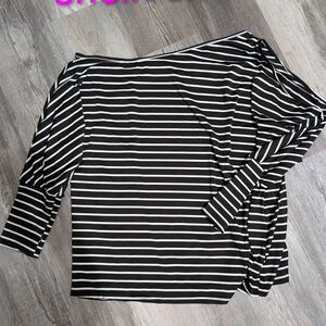 Black and White Striped Women's Top